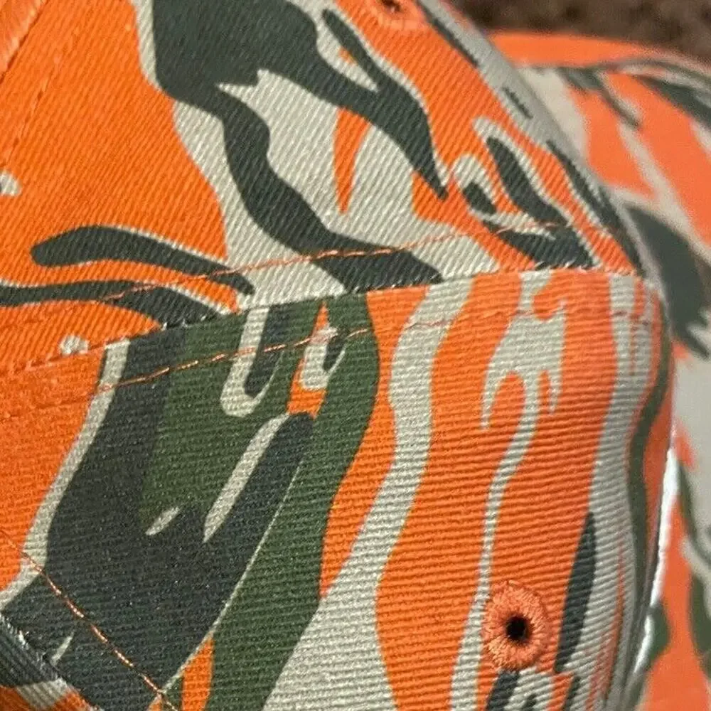 HARLEY DAVISON HAT CAMO‎ ORANGE GREEN RACING SNAPBACK BIKER MILITARY ICONIC RARE
